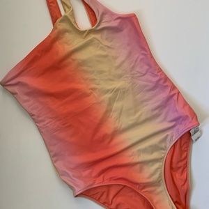 Aerie One Piece Swim Suit, Rainbow Colors, Medium Size Off Shoulder Bathing Suit